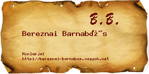 Bereznai Barnabás névjegykártya